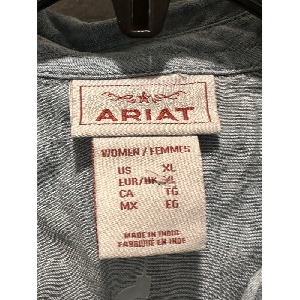 ARIAT Women's Liberty Embroidered Top, Medium Denim Blue, Size X Large - Picture 12 of 12